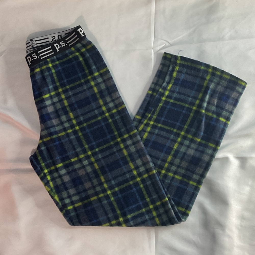 Kids Plaid Pajama Bottoms - Blue and Green